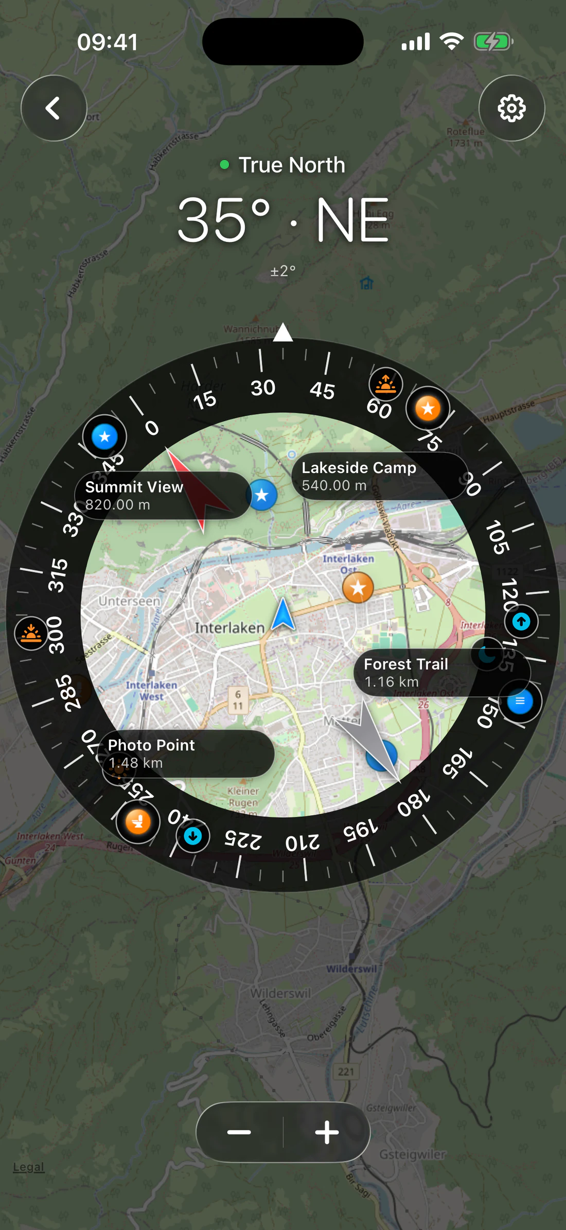Same state with map switch on.