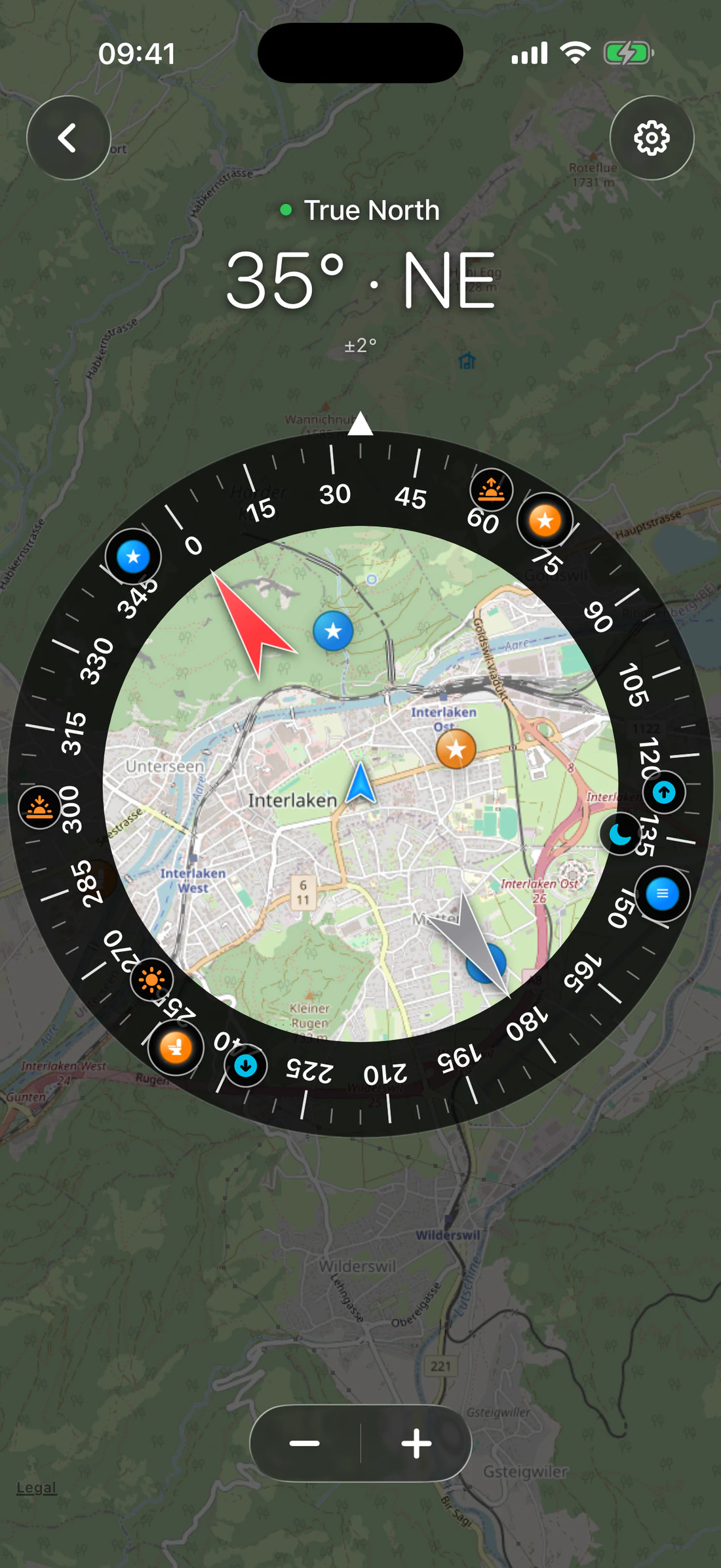 Names/distance off while waypoint icons remain.