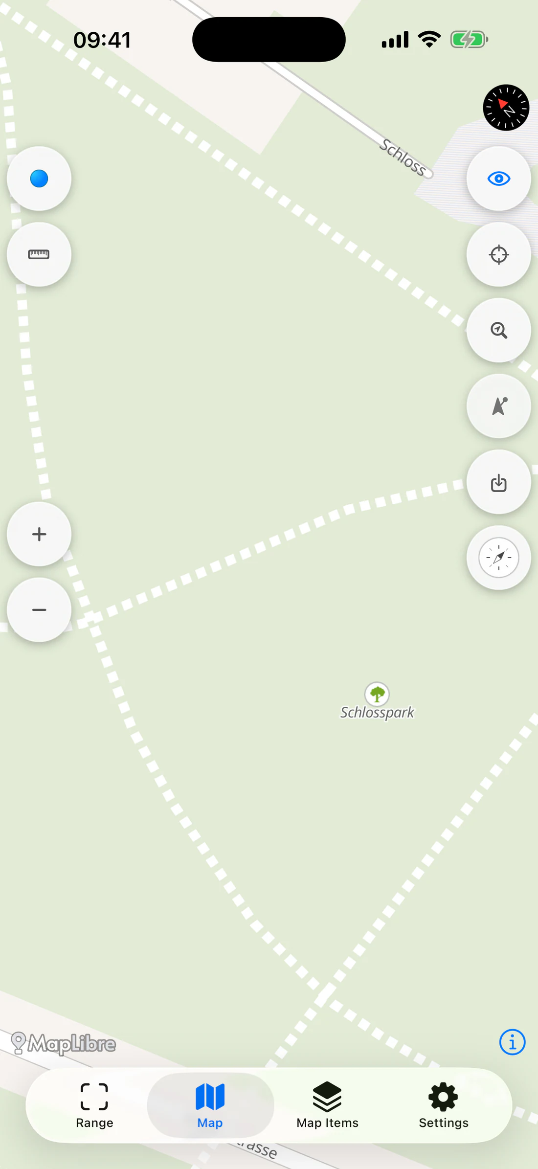 Rotate map; show standard rotation/north-reset icon.