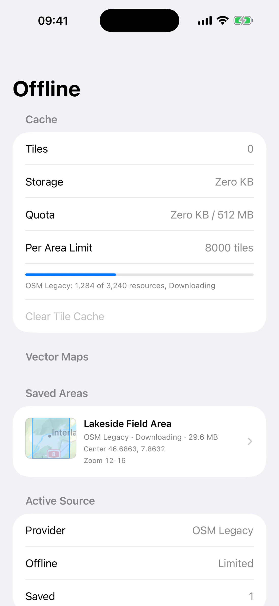Active download with completed/total resources and state.