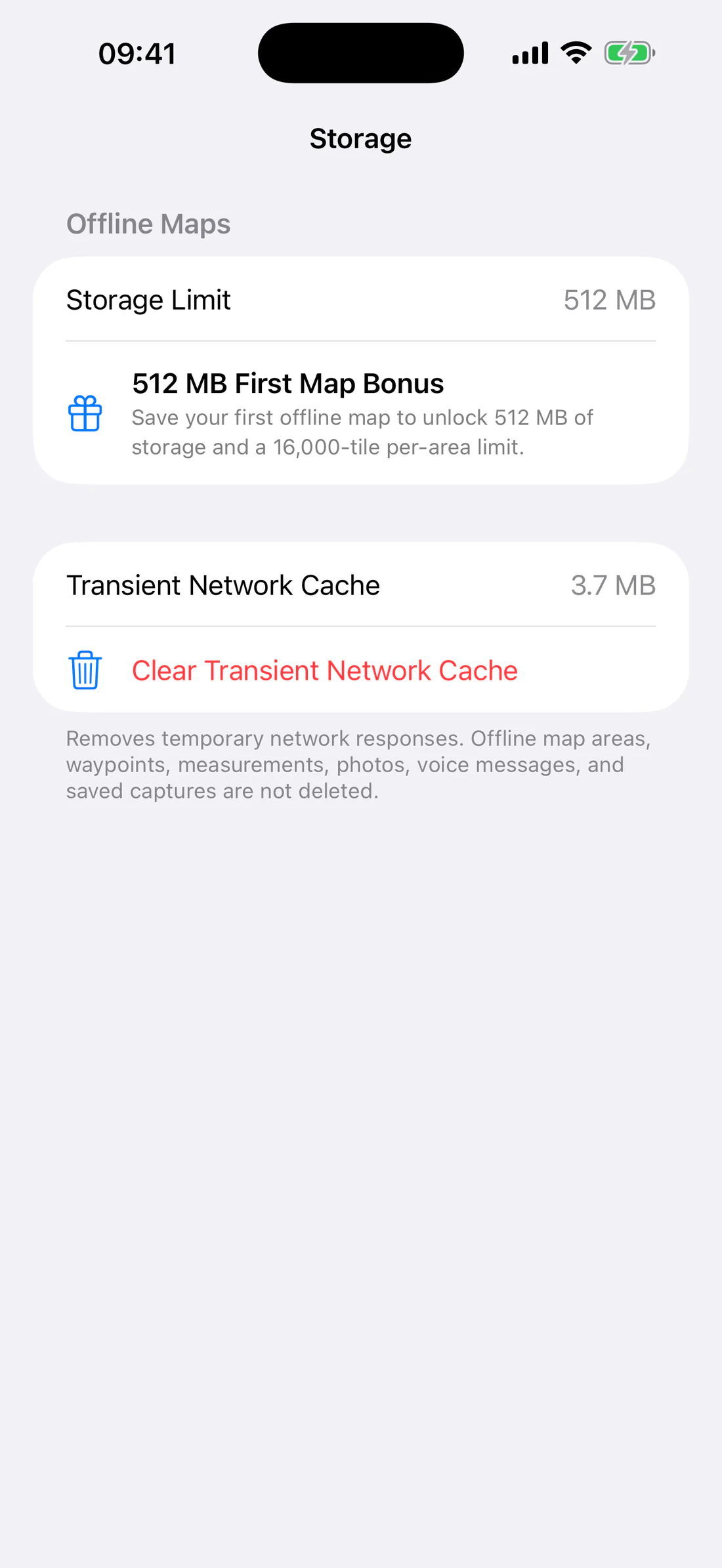 Settings → Storage before bonus: 512 MB and gift outline.