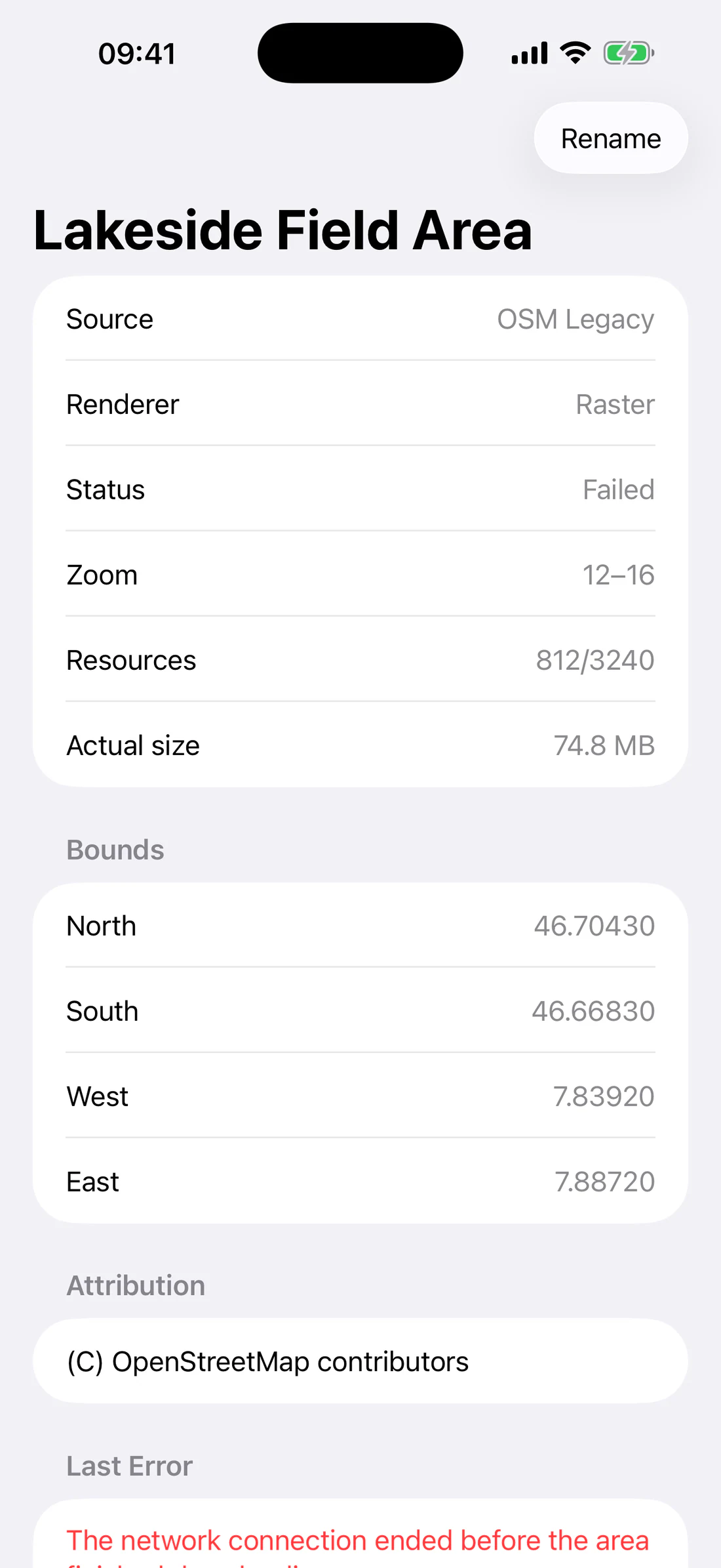 Failed offline download with retry path.
