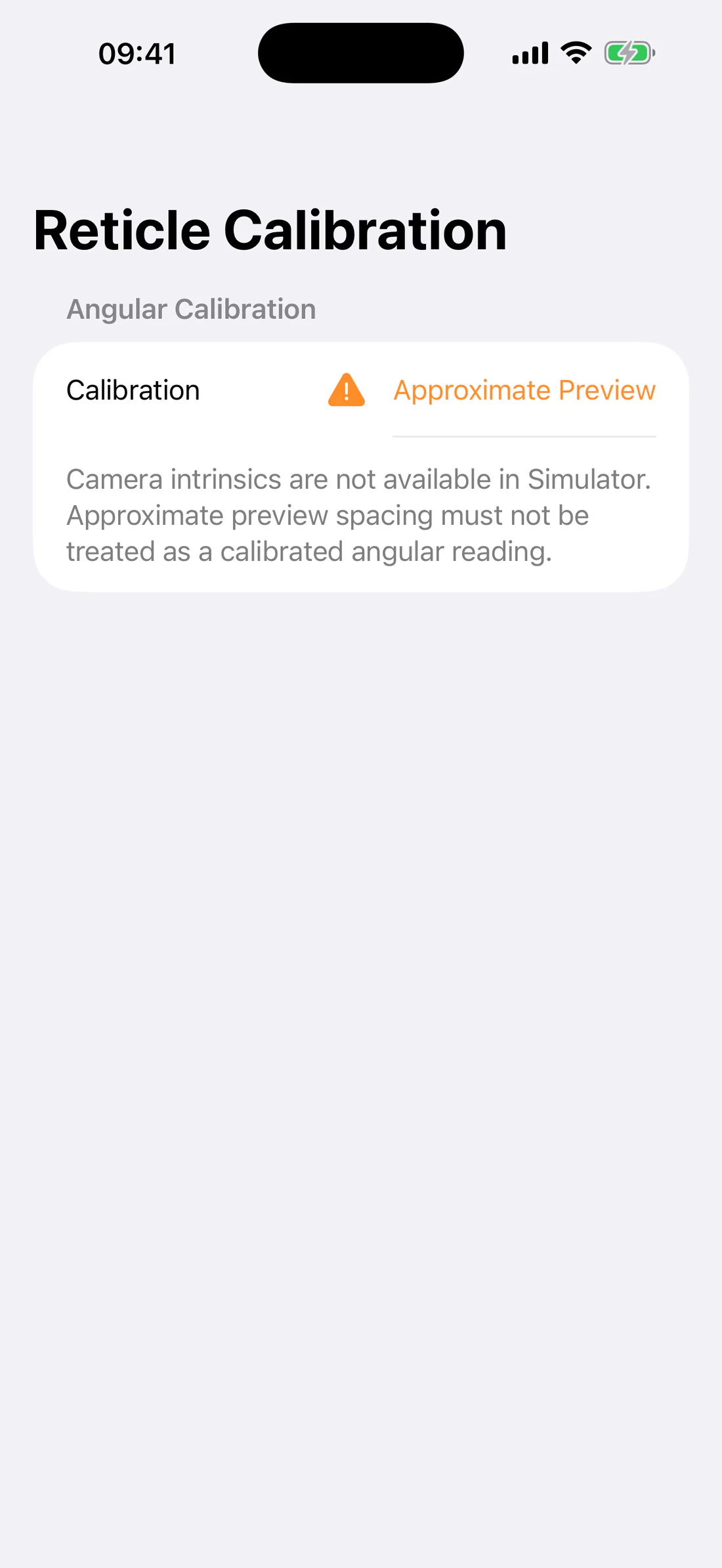 Simulator status row showing Approximate Preview and warning copy.
