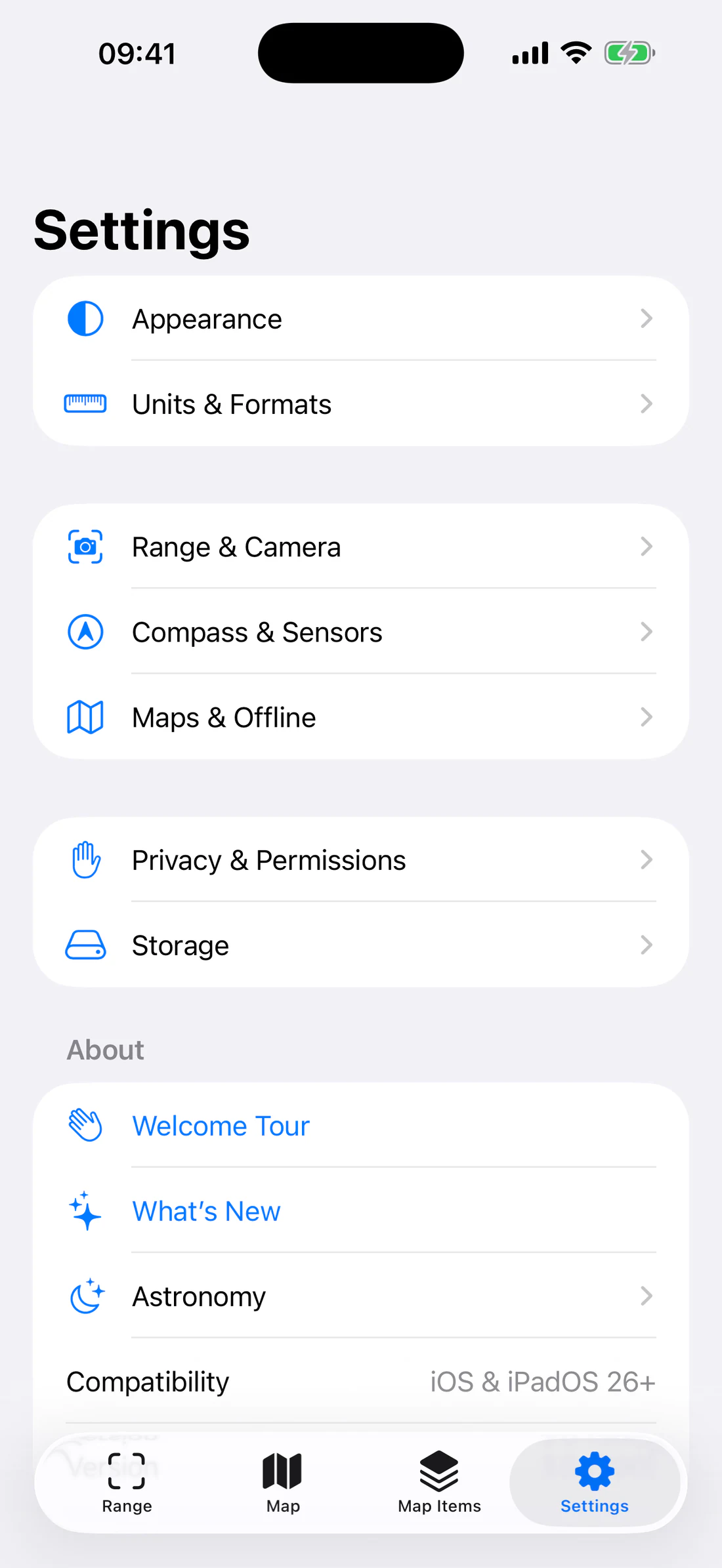 Complete Settings hierarchy in current order.